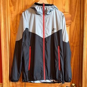 Nike Sportswear Windrunner Packable Wolf Grey/Black/Orange Men Jacket Sz XL